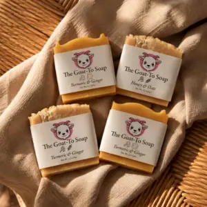 Goat Milk Soap 4-Pack – Turmeric, Honey & Oat